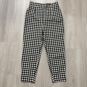 ZARAPants Women Gingham Check High Waisted Trousers Pants Black White Size M